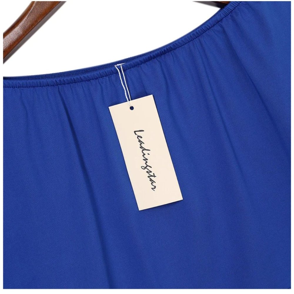 NWOT LEADINGSTAR STRAPLESS SIDE SLIT TOP RUFFLE MAXI DRESS - Picture 9 of 9